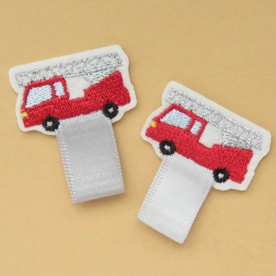 名札ワッペン 名札クリップ ハンドメイド 消防車 名札ワッペン 名札クリップ ハンドメイド 消防車